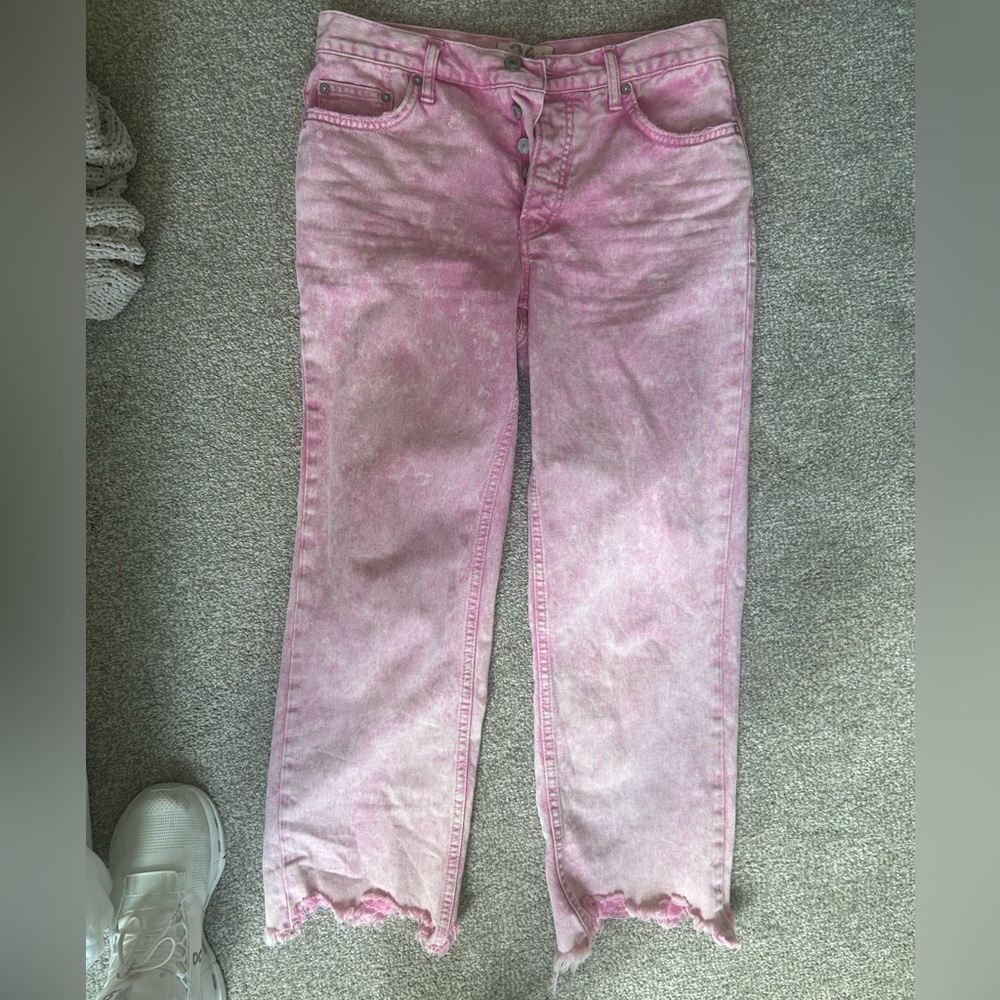 Free People Maggie pink acid wash Jeans
